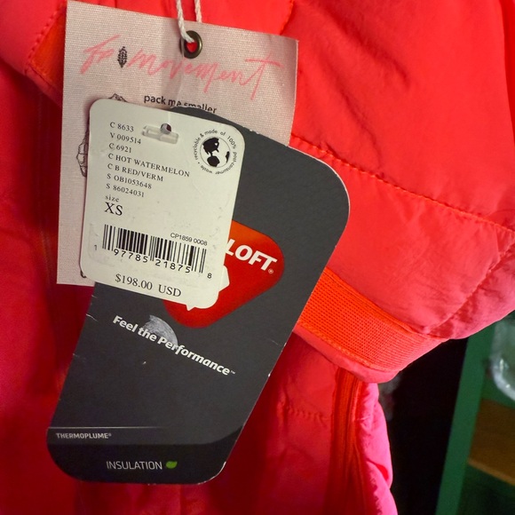 NWT FP Movement by Free People Pippa Hot Watermelon Cozy Bright PufferJacket - Picture 7 of 7
